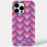 Coeurs rayés Motif rose Magenta Purple Nom
