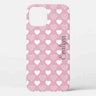 Case-Mate iPhone Case Coeurs rose et blanc personnalisés