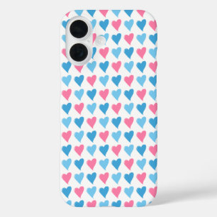 Coques iPhone 16 Coeurs rose et bleu Valentine
