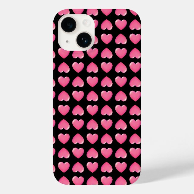 Coques Case-Mate iPhone Coeurs roses sur Noir (Verso)