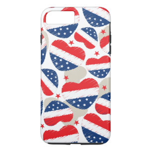 Coque iPhone 8 Plus/7 Plus Coeurs rouges, blancs et bleus