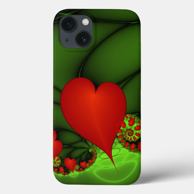 Coques Case-Mate iPhone Coeurs rouges Lime vert Moderne Art Abstrait fract (Verso)