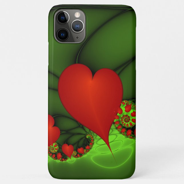 Coques Case-Mate iPhone Coeurs rouges Lime vert Moderne Art Abstrait fract (Dos)