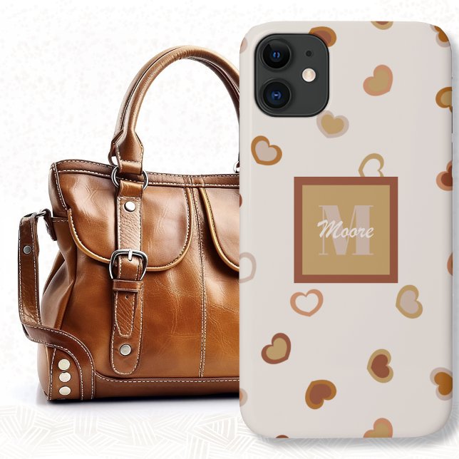 Coques Case-Mate iPhone Coeurs sur ciment blanc dans les tons Earthtones r (Hearts on Cement White in Rustic Earthtones Case-Mate iPhone Case by Leapfroglisics)