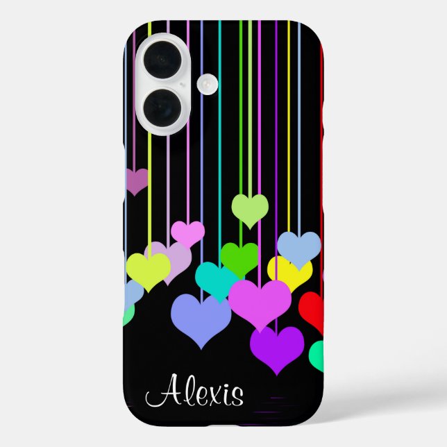 Coques Case-Mate iPhone Cœurs Suspendus Avec Nom (Verso)