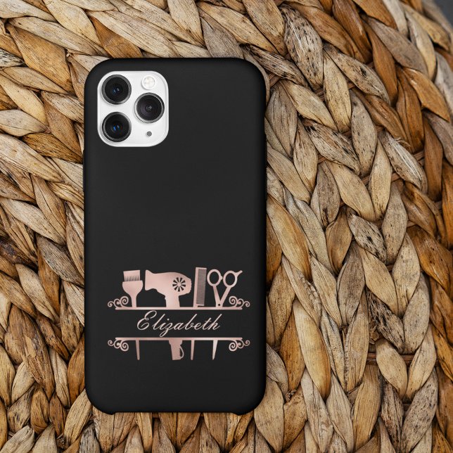 Coques Case-Mate iPhone Coiffeur Hair Salon Monogram Rose Gold (Créateur téléchargé)