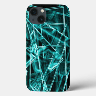 Case-Mate iPhone Case coins carrés et taches "néon" cyan ou bleu ciel
