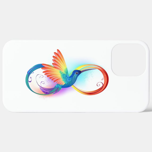 Coques Case-Mate iPhone Colibri arc-en-ciel avec symbole Infinity (Retour (horizontal))