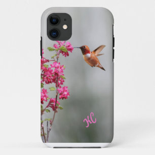Coques Pour iPhone Colibri et fleurs de vol