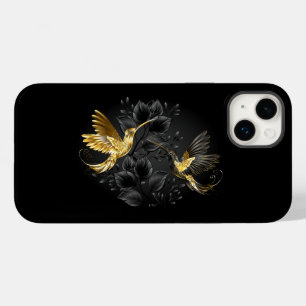 Coque Pour iPhone 14 Plus Colibri noir et or