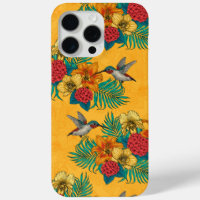 Colibris et bouquet tropical en jaune