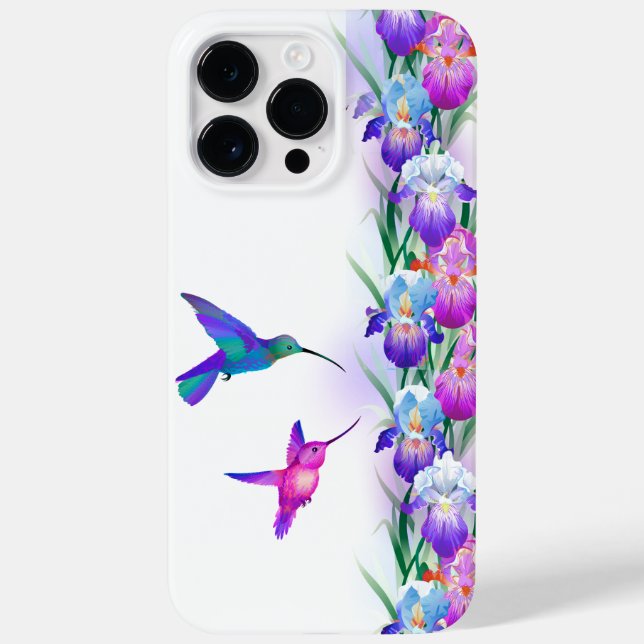 Coques Case-Mate iPhone Colibris et fleurs d'iris (Verso)