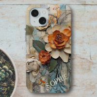 Collage botanique Vintage rustique Nom personnalis