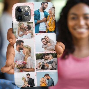 Case-Mate iPhone Case Collage de 7 photos en marbre rose chic