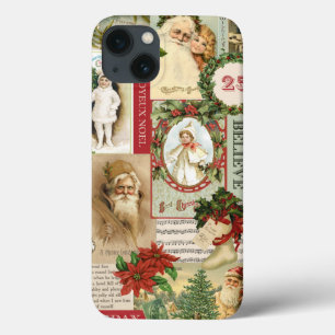 ETUI iPhone 13 COLLAGE DE NOËL VINTAGE