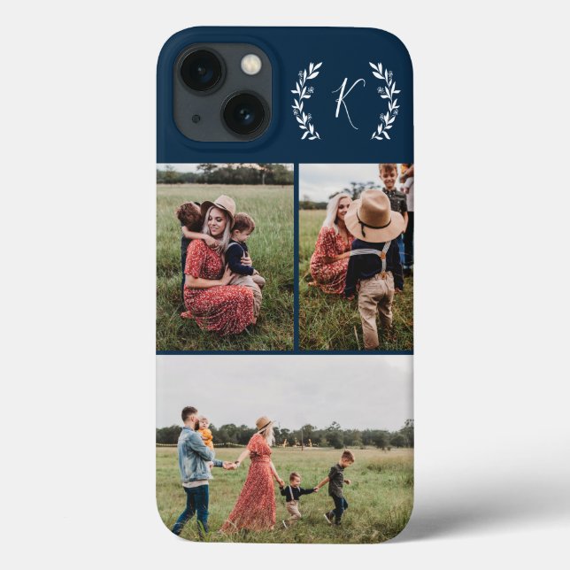 Coques Case-Mate iPhone Collage de photos avec monogramme rustique (Verso)