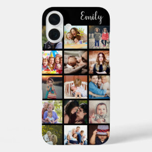 Coques iPhone 16 Plus Collage de photos de famille personnalisé et nom