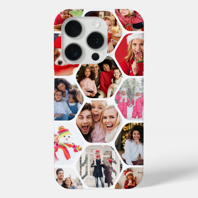 Coques Case-Mate iPhone Collage de photos multiples hexagone moderne (Verso)