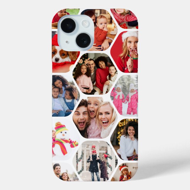 Coques Case-Mate iPhone Collage de photos multiples hexagone moderne (Verso)