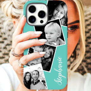 Coques iPhone 16 Pro Max Collage de photos personnalisé 4 carrés Nom person
