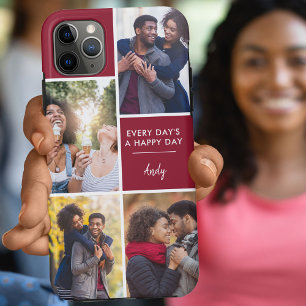 Case-Mate iPhone Case Collage de photos personnalisé de 4 photos Maroon