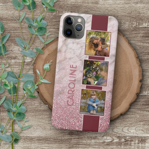 Coques iPhone 16 Pro Max Collage de photos personnalisé sur motif marbre ro