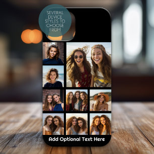 Coque Pour iPhone 15 Collage photo avec 9 photos et fond facultatif