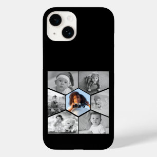 Coque Pour iPhone 14 Collage photo Hexagon noir et blanc