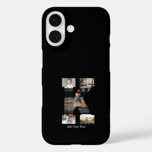 Coques iPhone 16 Collage photo K en lettres noires et blanches