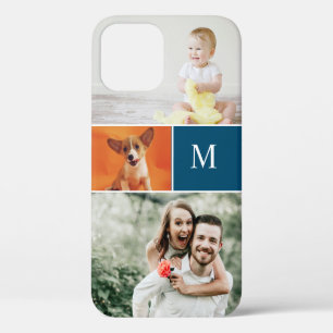 Case-Mate iPhone Case Collage photo moderne personnalisé Monogramme bleu