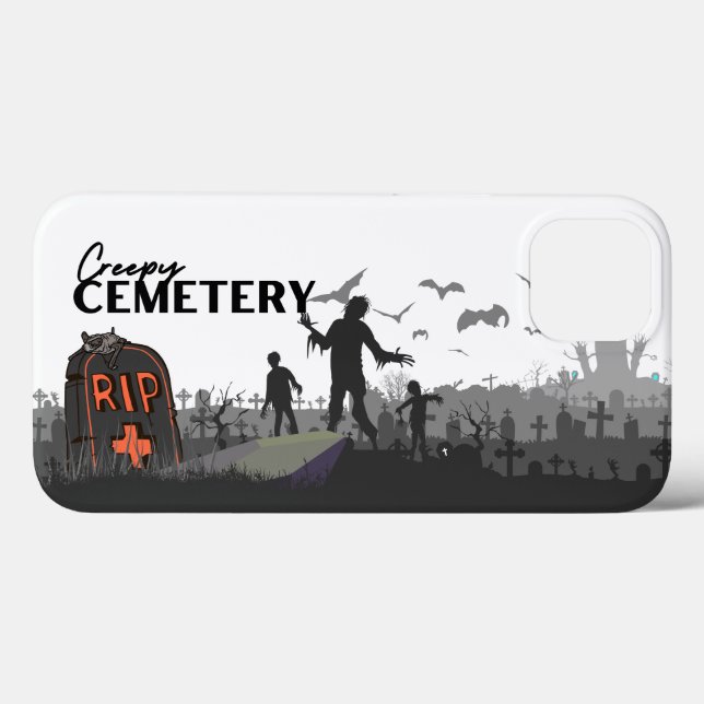 Coques Case-Mate iPhone Collection de timbres d'Halloween "Cimetière Dépla (Verso (horizontal))