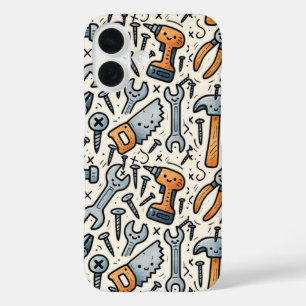 Coques iPhone 16 Collection d'outils DIY Doodle Art