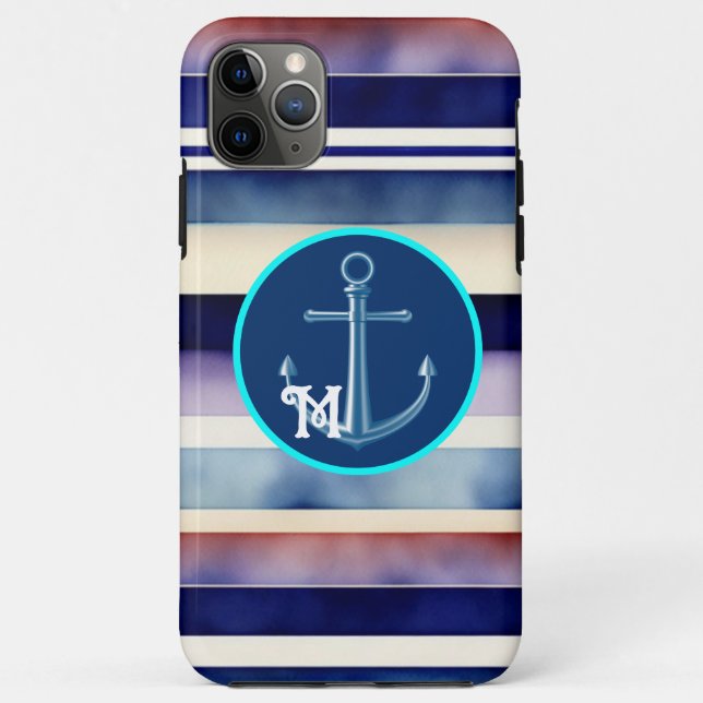 Coques Case-Mate iPhone Collection populaire Summer Navy Blue Boat Stripes (Dos)