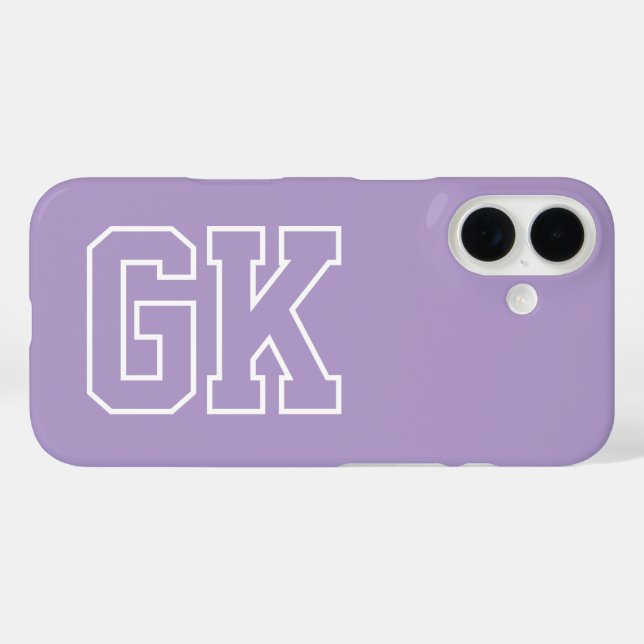 Coques Case-Mate iPhone College Violet Blanc Monogramme Initiales (Verso (horizontal))
