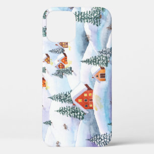 Case-Mate iPhone Case Collines, maisons : aquarelle paysage