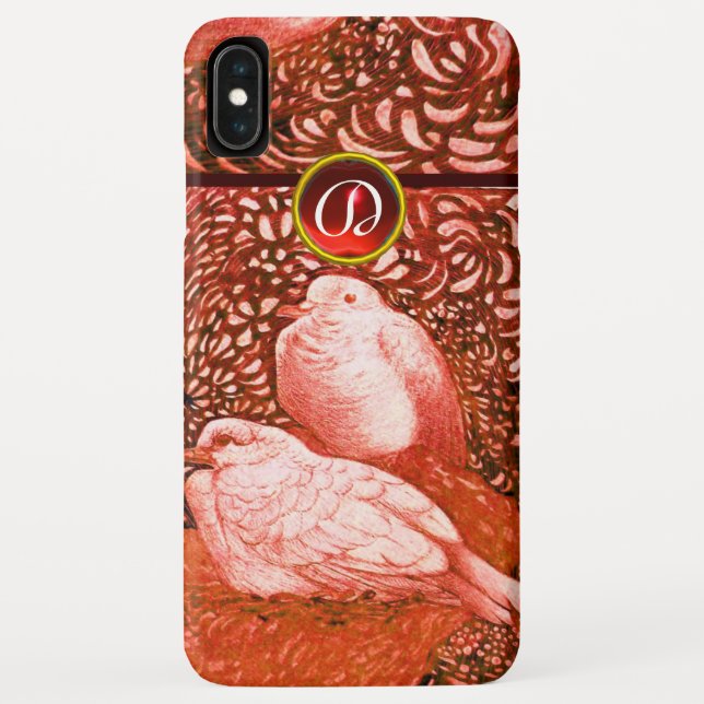 COQUES Case-Mate iPhone COLOMBES BLANCHES DANS MONOGRAMME ROUGE (Dos)