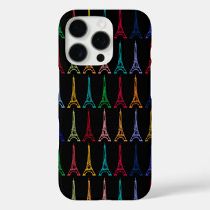 Coques iPhone 16 Pro color eiffel towertern pattern
