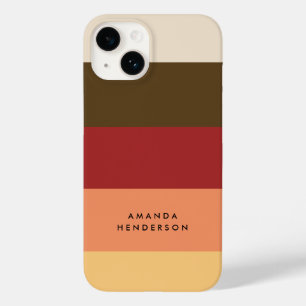 Coque Pour iPhone 14 Colorblock Horizontal Stripe Nom personnalisé