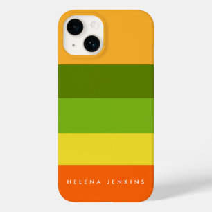 Coque Pour iPhone 14 Colorblock Monogramme horizontal à bandes colorées