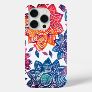Coque iPhone 15 Pro Colorburst Mandala Garden - Vibrant Boho Cadeau