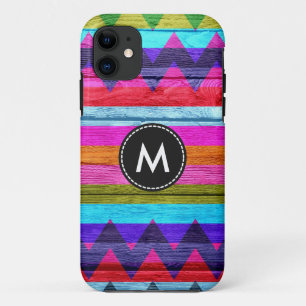 Coques Pour iPhone Coloré Chevron Stripes Wood #9
