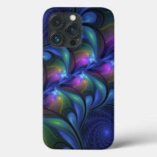 Case-Mate iPhone Case Coloré Lumineux Abstrait Bleu rose Vert Fractal