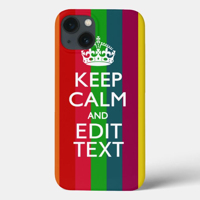 Coques Case-Mate iPhone Colorful Rainbow Keep Calm And Your Text Customize (Verso)