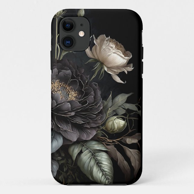 Coques Case-Mate iPhone Composition de rose gothique Fleur noire (Dos)