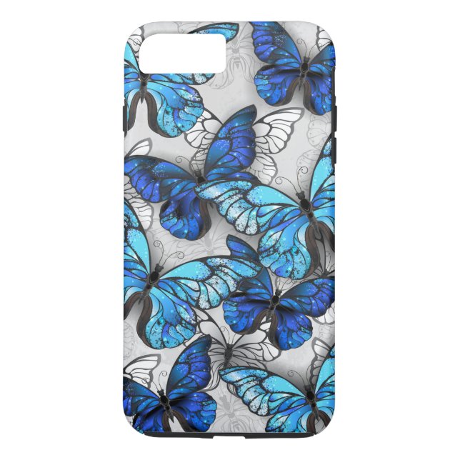 Coques Case-Mate iPhone Composition des White and Blue Butterflies (Dos)