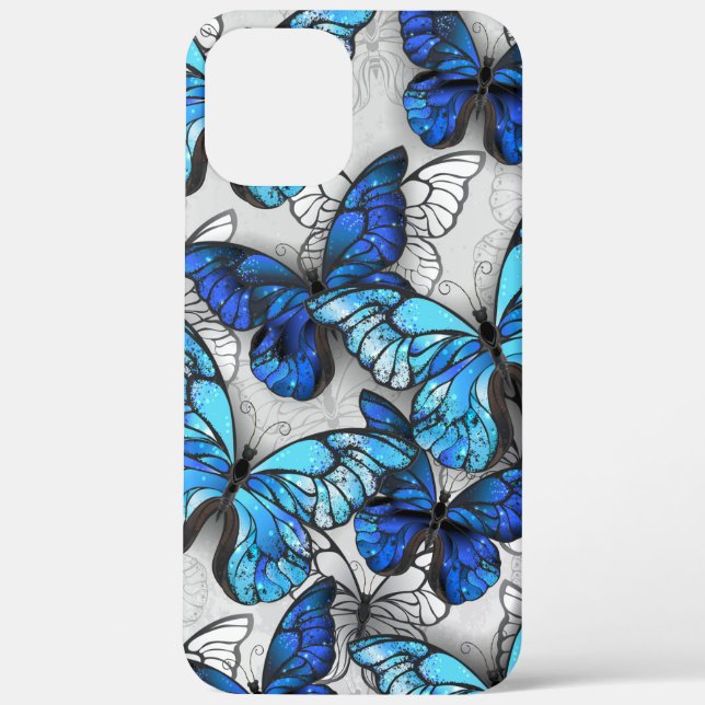 Coques Case-Mate iPhone Composition des White and Blue Butterflies (Verso)
