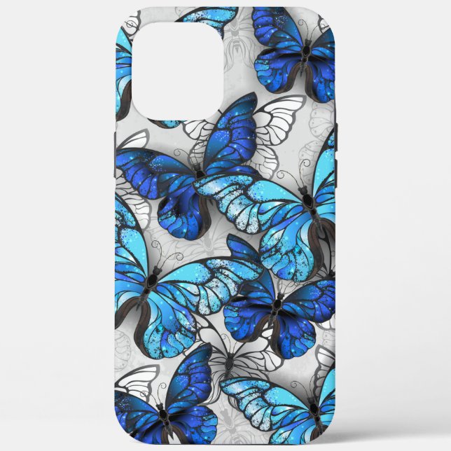 Coques Case-Mate iPhone Composition des White and Blue Butterflies (Verso)