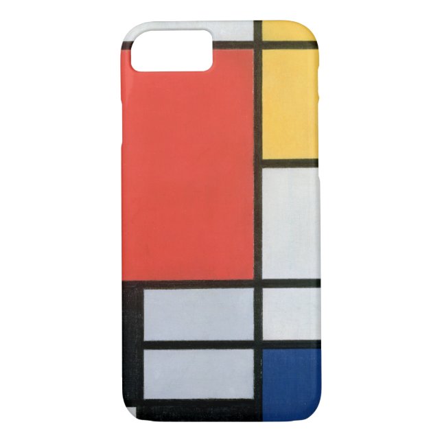 Coques Case-Mate iPhone Composition Rouge, Jaune, Bleu, Noir, Mondrique (Dos)