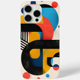 Coque iPhone 15 Pro Max Conception abstraite de formes et rayures colorées