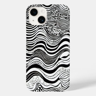 Coque Pour iPhone 14 Conception abstraite en noir et blanc
